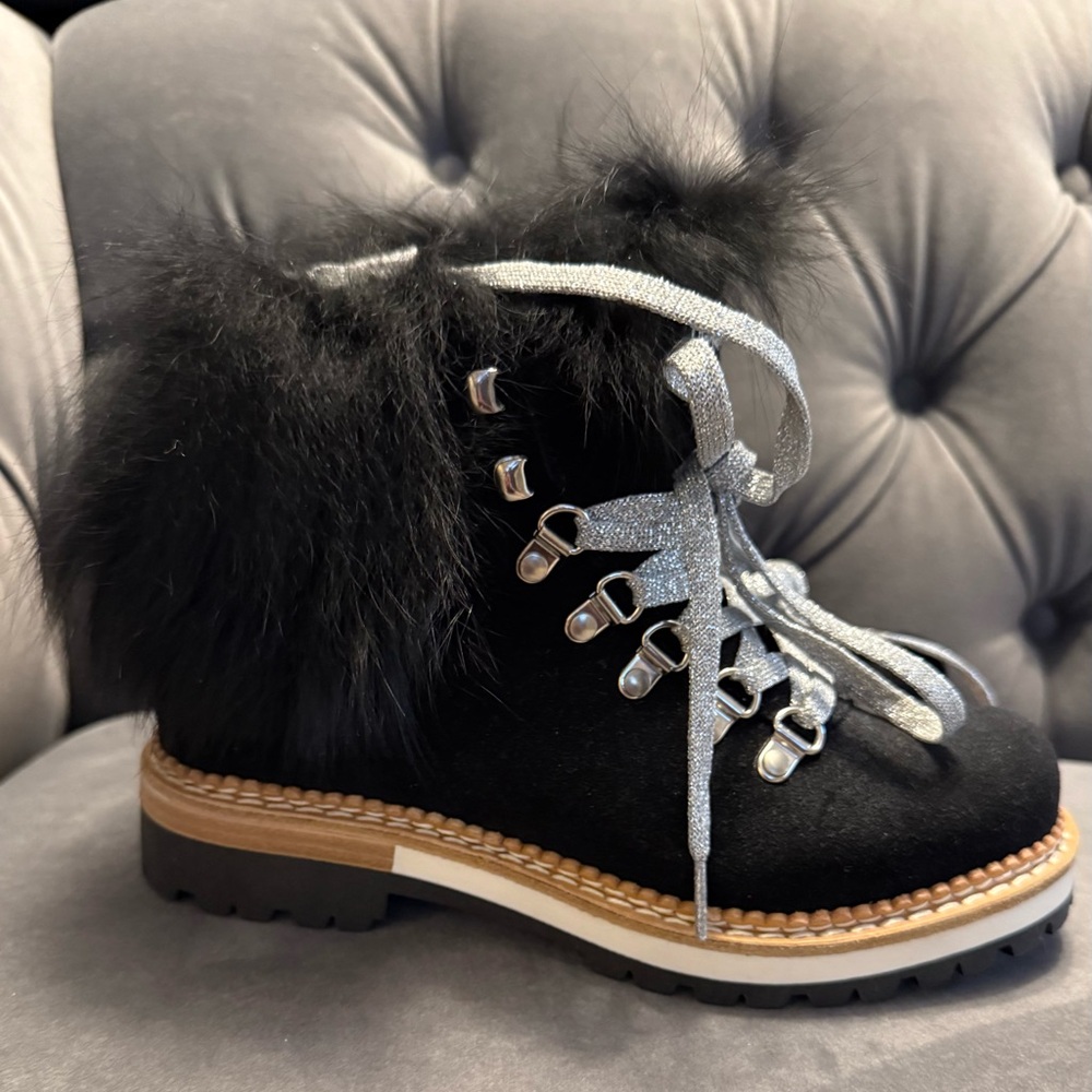 Montelliana Clara Fox Fur-Trim Shearling-Lined Suede BRAND NEW SIZE 37 7